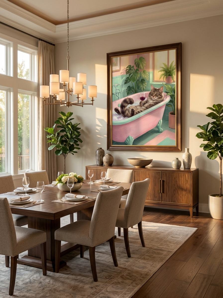 Rustik Alanlar için Kedi Tablosu ile Doğal Bir Dokunuş