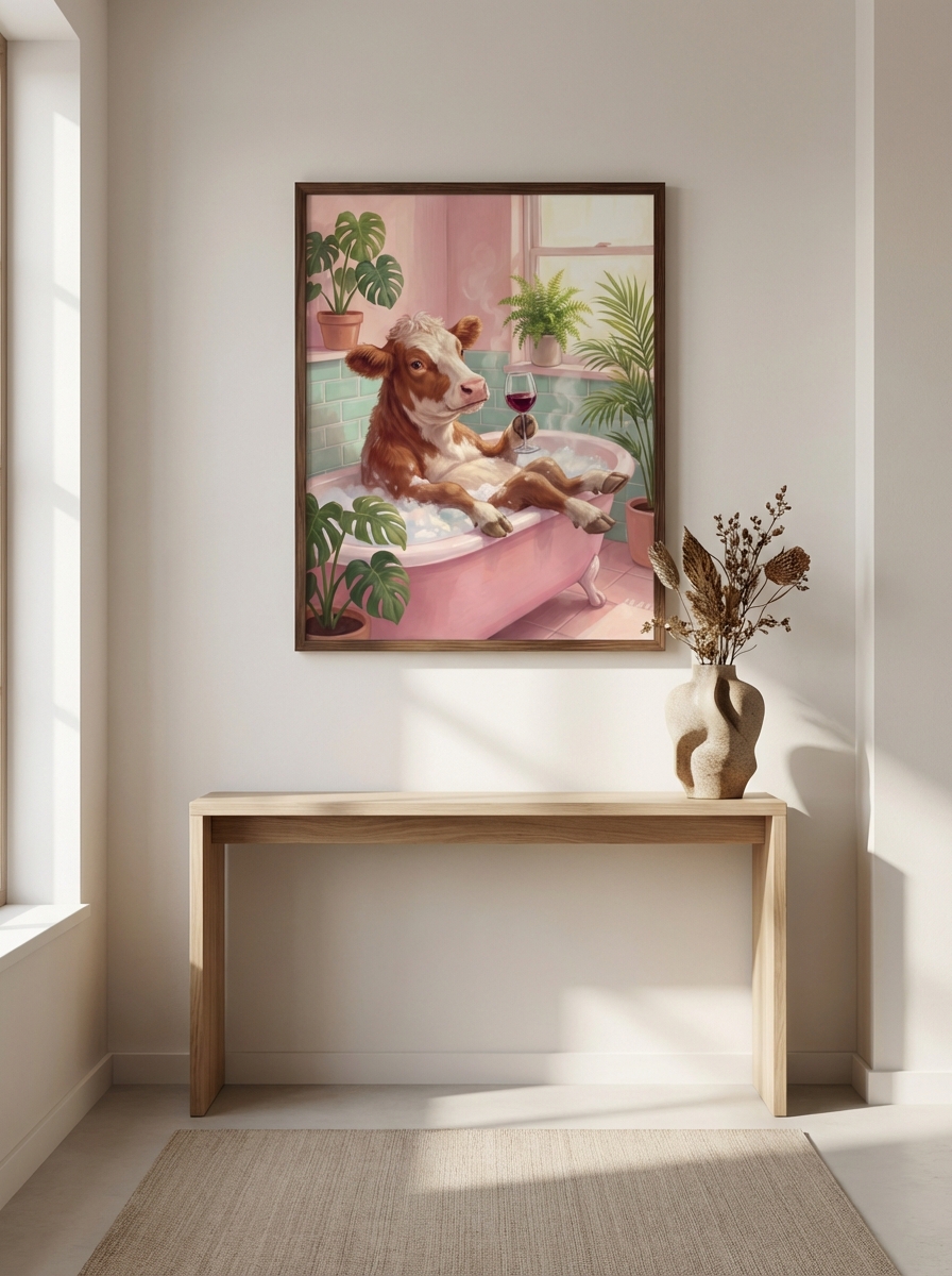 Rustik Şıklık ile Sığır Banyosu Duvar Sanatı