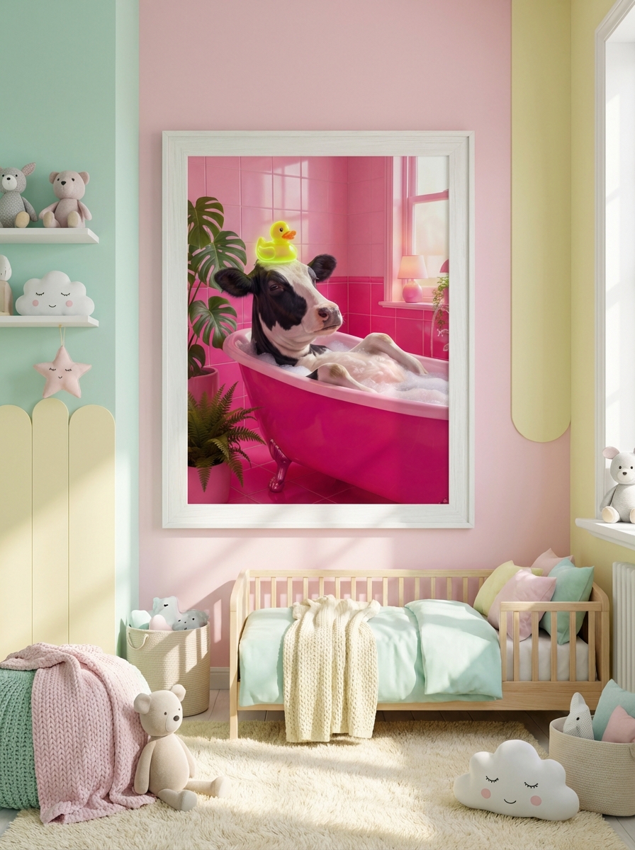 Fantastik İnek Küvet Tuvali - Ev Estetiği