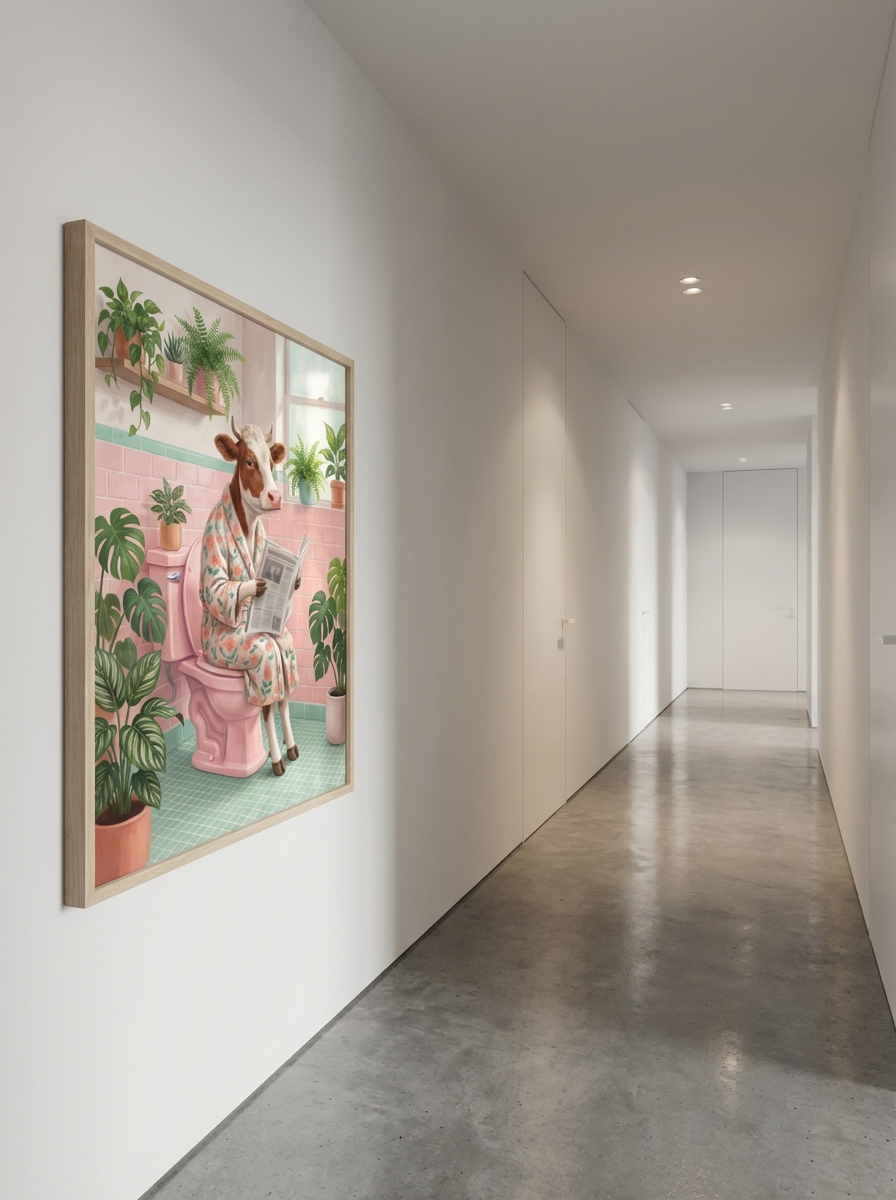 Şirin İnek Tuvalette Baskı