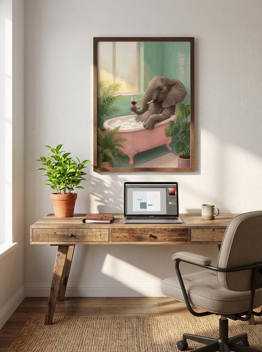 Boho Tarzı: Sıcak Renklerle Elefantlı Duvar Sanatı