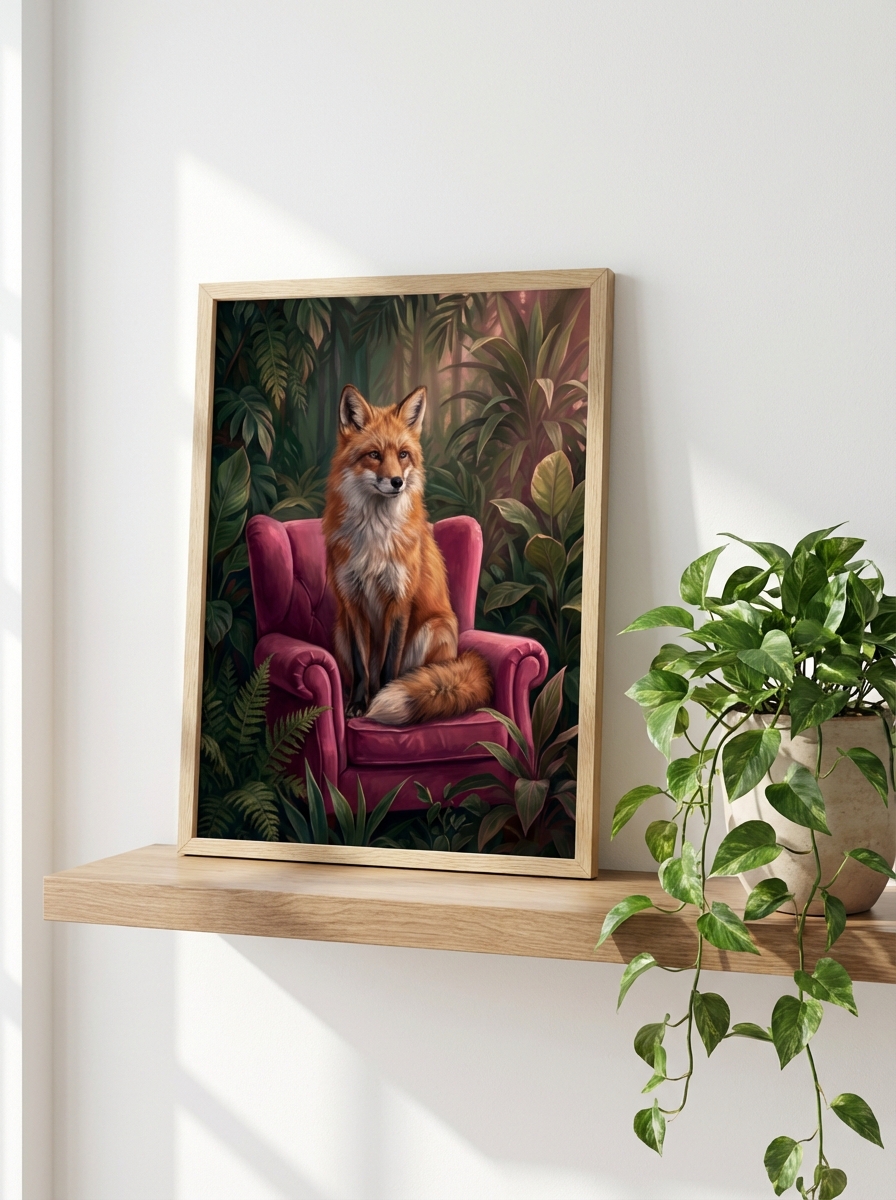 Çocuklar İçin Pembe Koltukta Şirin Tilki Sanatı