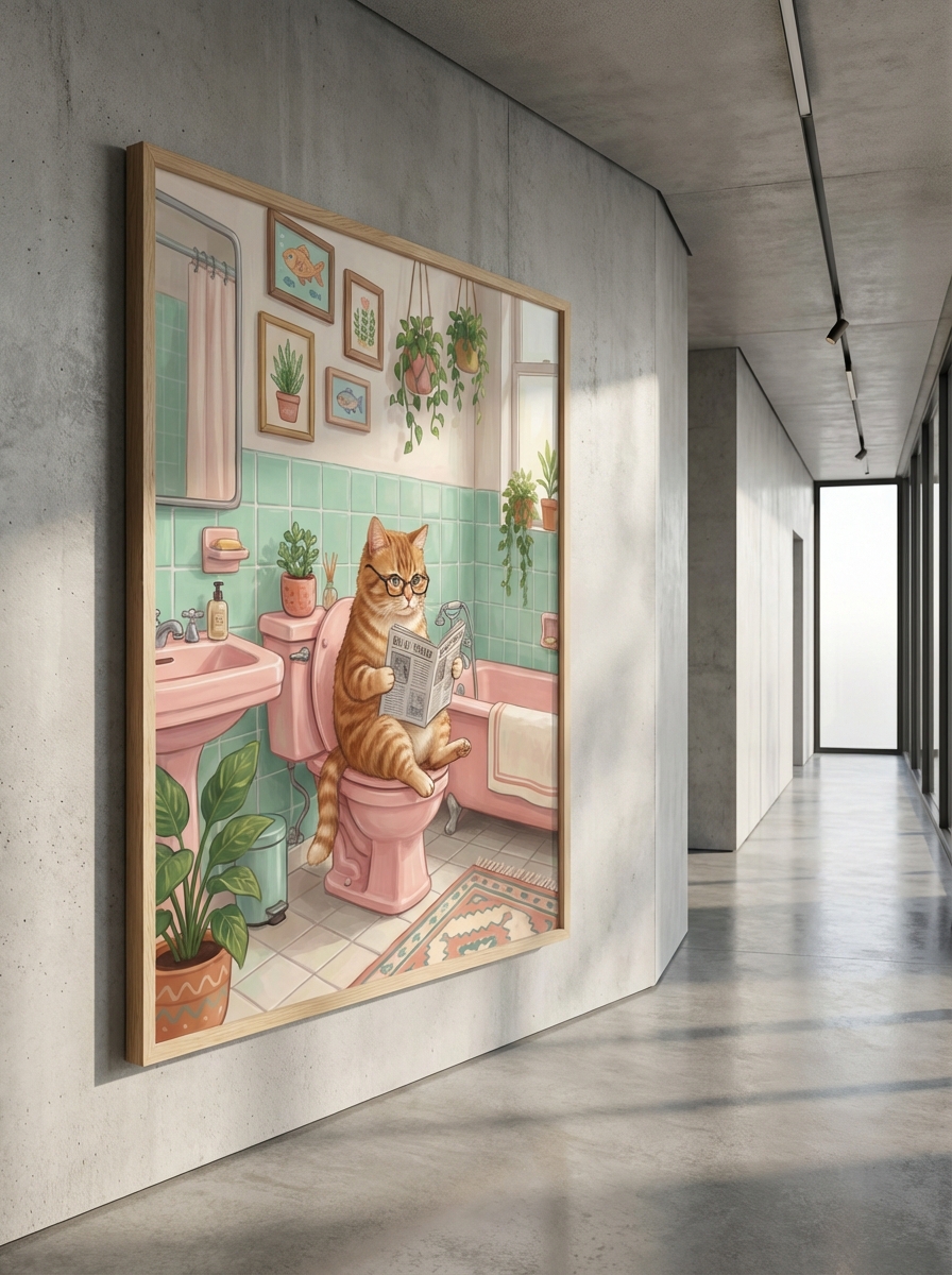 Vintage Esintiler: Ginger Kedi ile Retro Duvar Sanatı