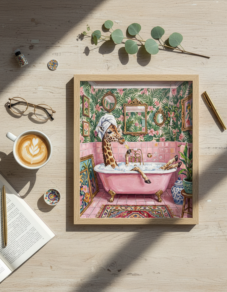 3D Giraffe Duvar Sanatı for a Unique Effect