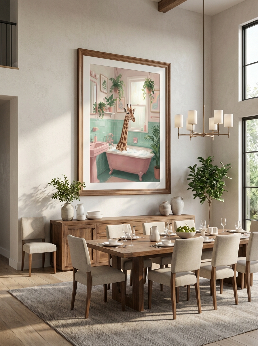 Unique Giraffe in Küvet Duvar Sanatı - Perfect Gift