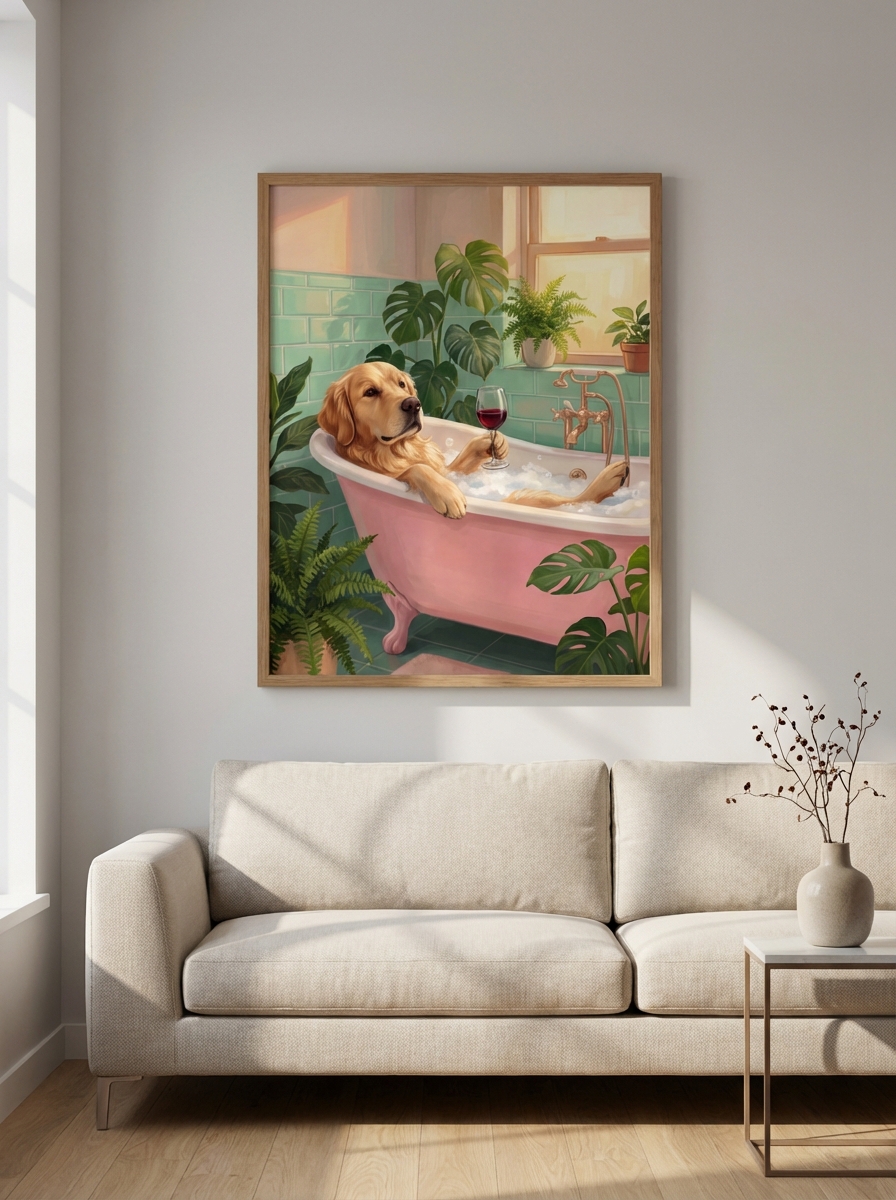 Sevimli Golden Retriever Küvet Sanatı - Mükemmel Hediye