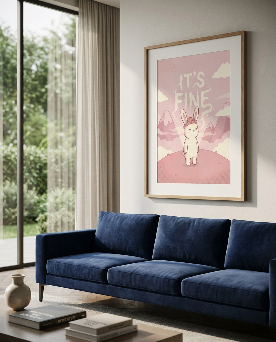 Adorable Grumpy Bunny Fine Art Print - Home Dekorasyonu