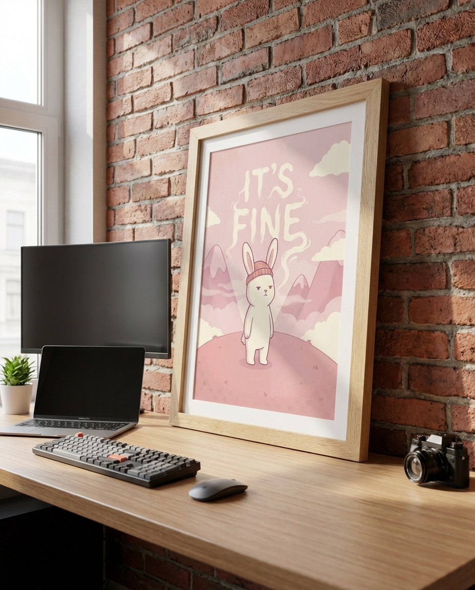 Charming Grumpy Bunny Posteri - Dikkat Çeken Tasarım