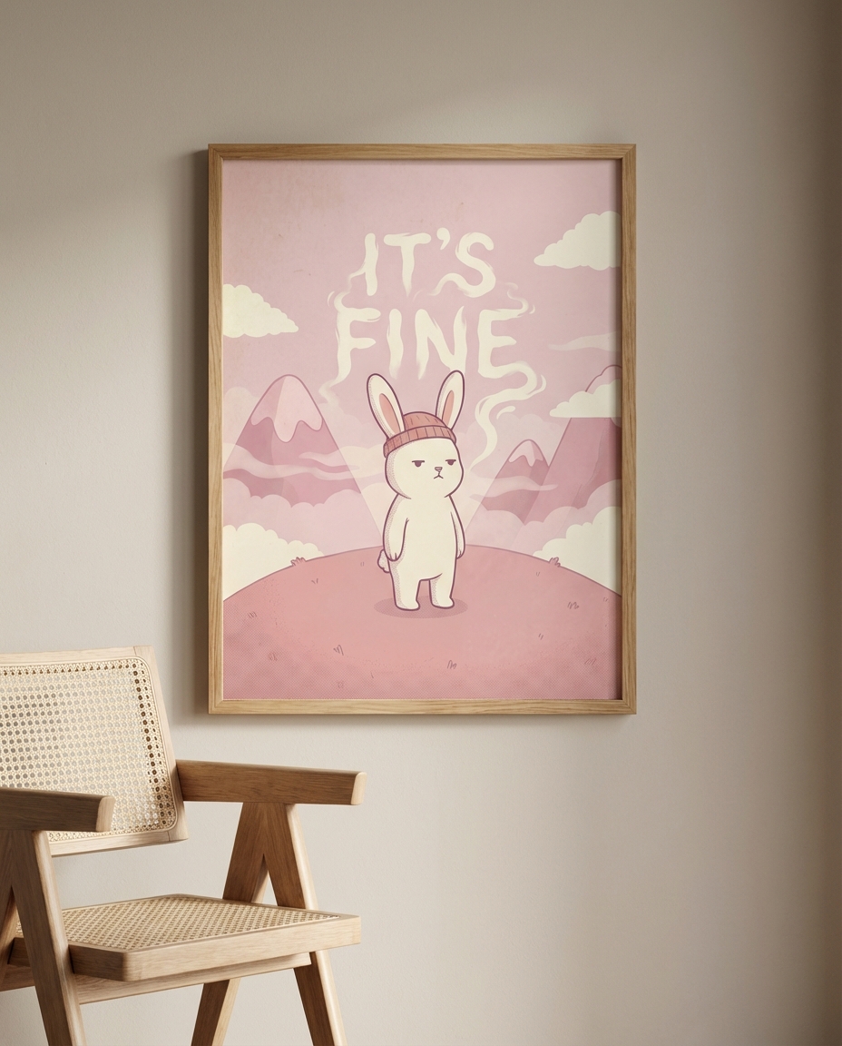 Sevimli Huysuz Tavşan Sanat Baskısı Ev için