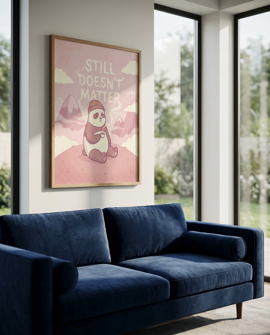 Cute Grumpy Panda Coffee Print - Perfect Duvar Sanatı