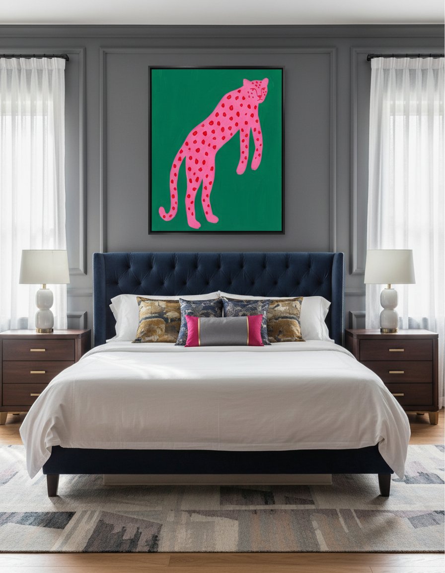 Pembe Leopar Desenli Kupa