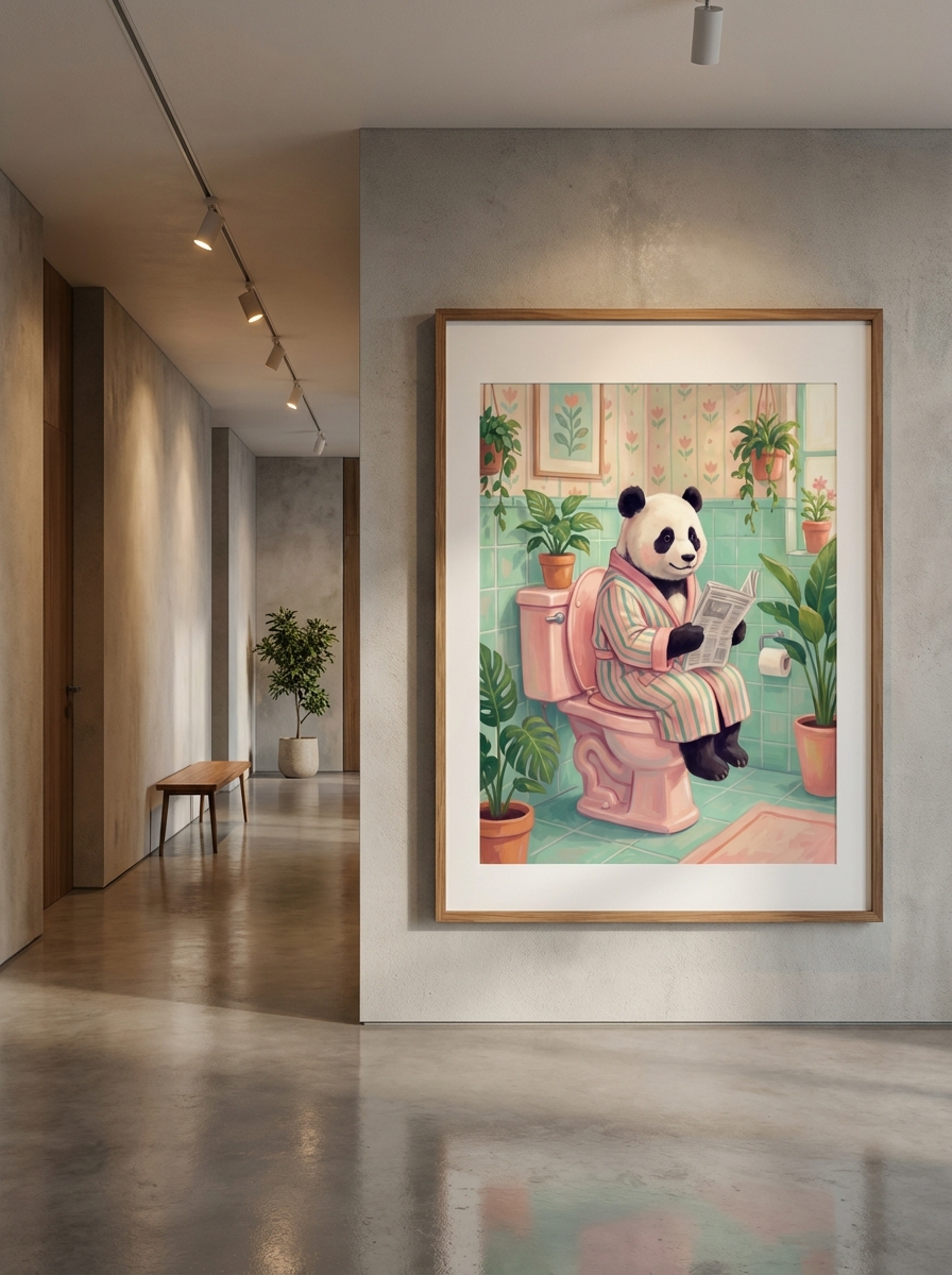 Pembe Panda Sanatı İle Banyo Dekorasyonu