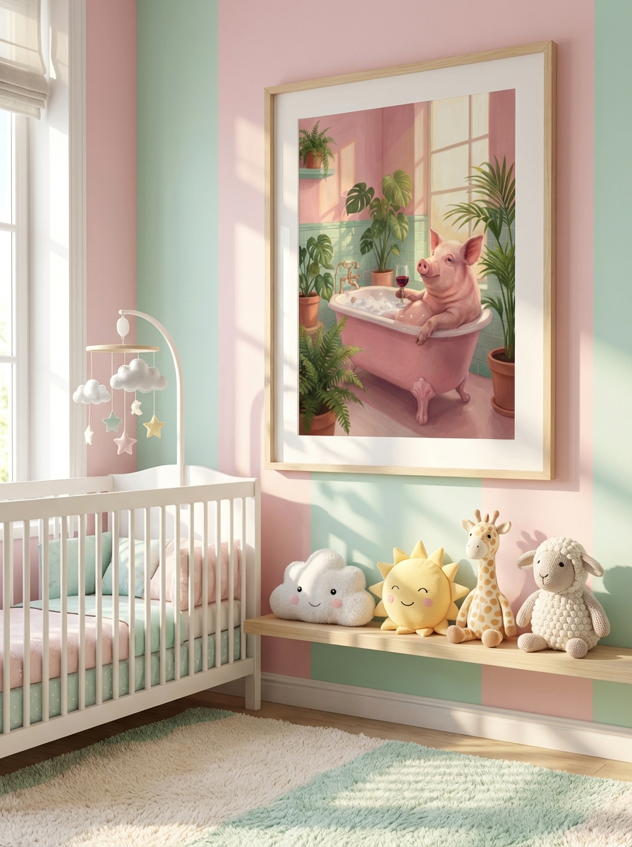 Sevimli Domuz Temalı Duvar Sanatı