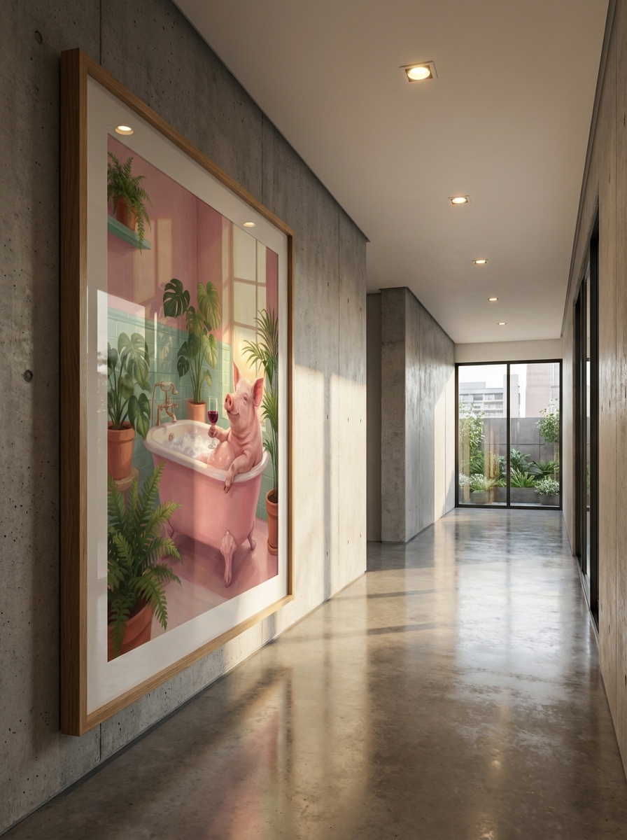 Gülümseten Domuz Temalı Duvar Sanatı