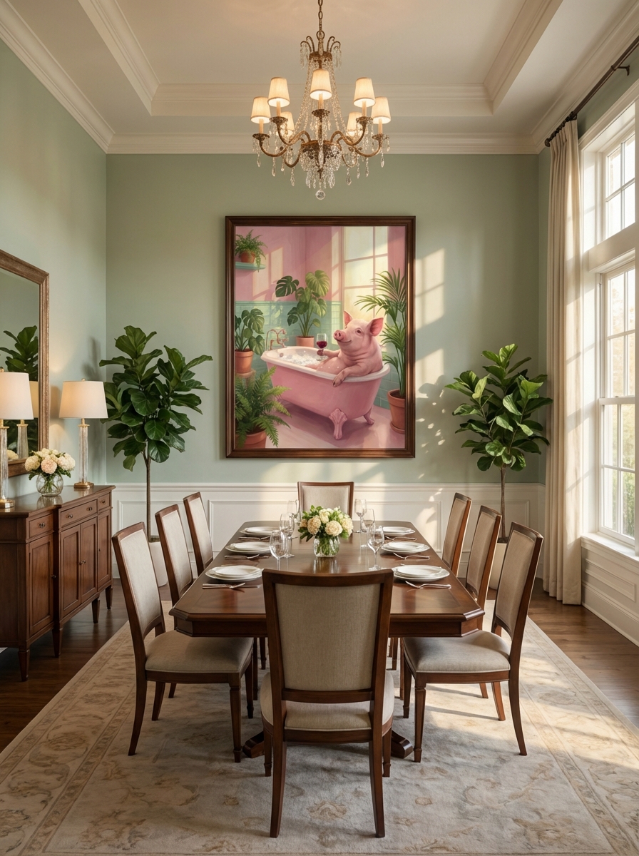 Akıllı Domuz Banyo Duvar Sanatı