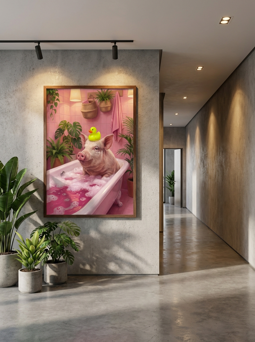 Eğlenceli Domuzlu Küvet Tablo Seti - Ev Hediyelikleri