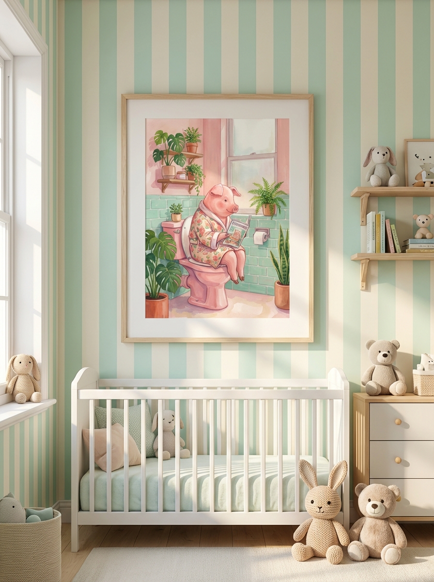 Sevimli Pembe Domuzlu Duvar Sanatı