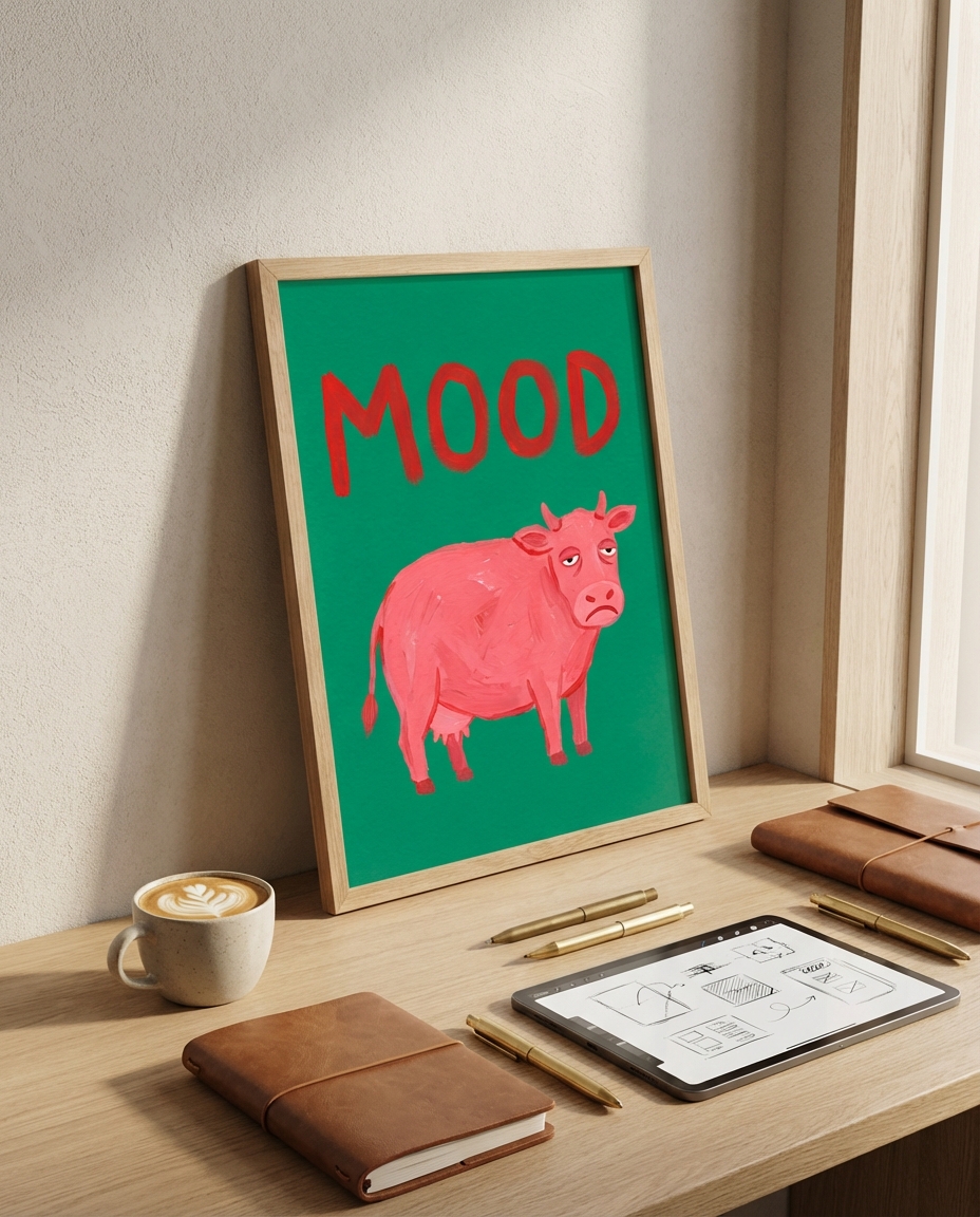 Pembe İnek Duvar Süsleri