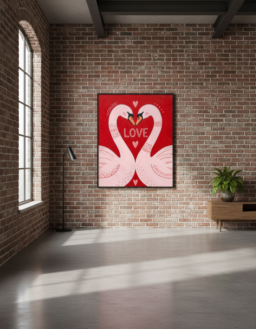 Pembe Kuğu Aşk Temalı Tepsiler