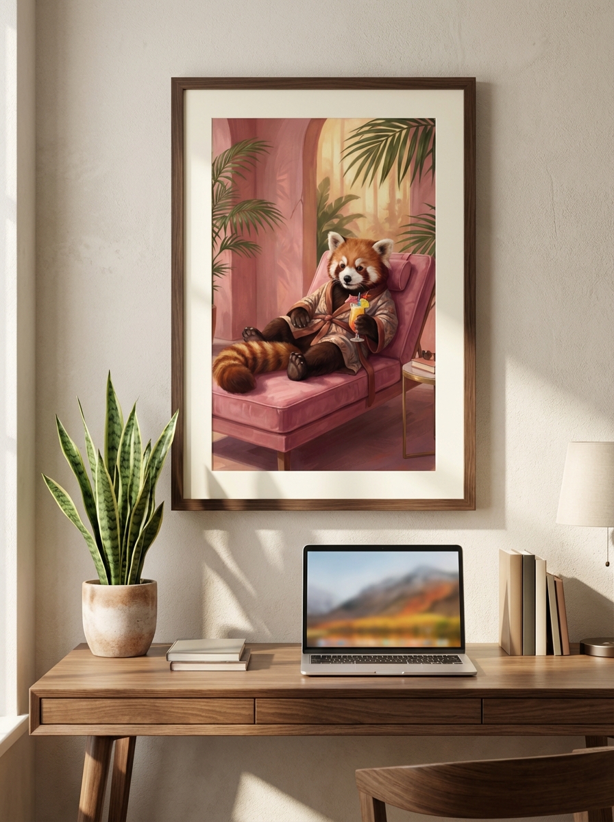 Sevimli Red Panda Spa Day Duvar Sanatı