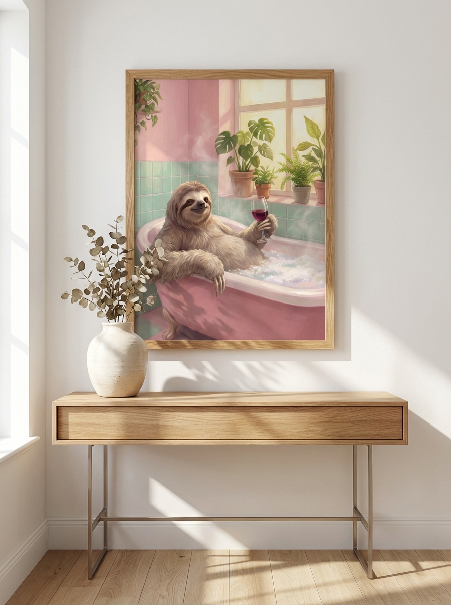 Aşk Dolu Tembel Hayvan Duvar Sanatı