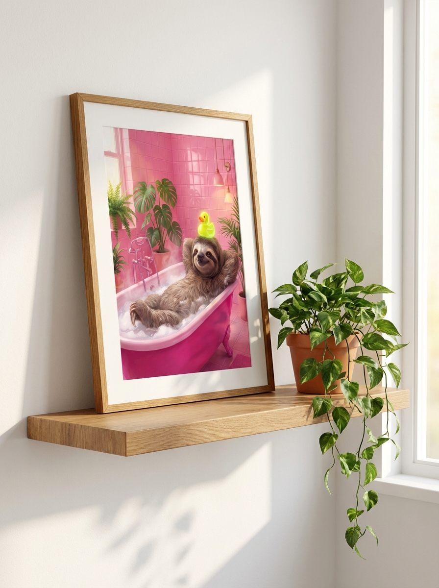 Rustik Tarzda Doğallık İçeren Sloth Tablosu