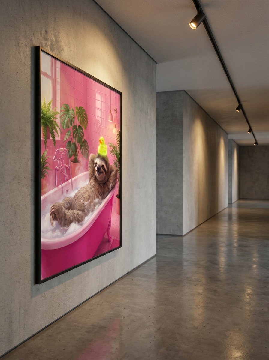 Sevimli Pembe Tembel Ayı Duvar Tablosu