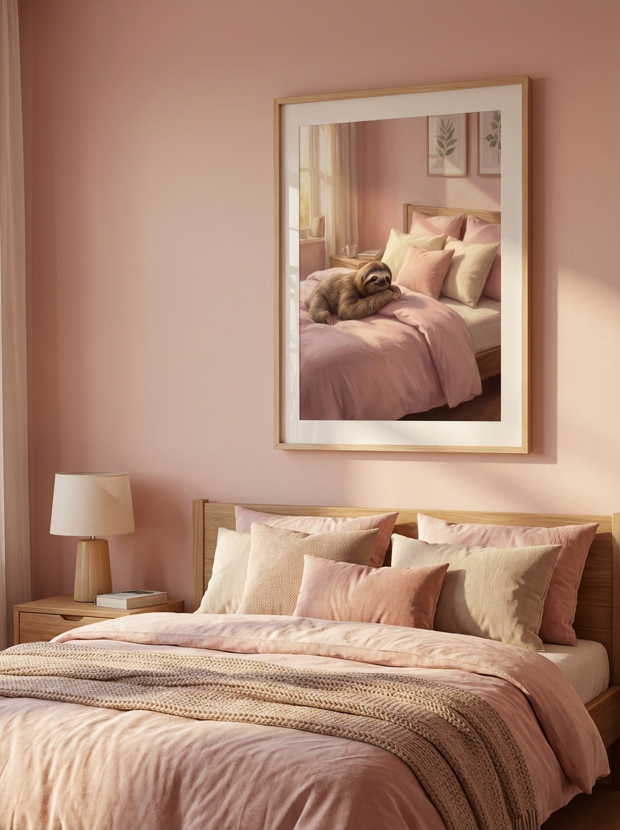 Kendi Huzurunuzu Bulun - Sloth on Bed Sanatı