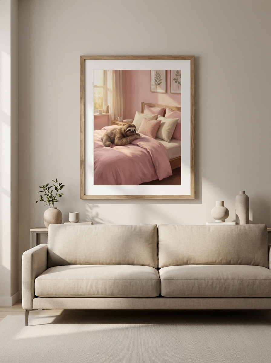 Sloth on Bed: Duvar Dekorasyonu