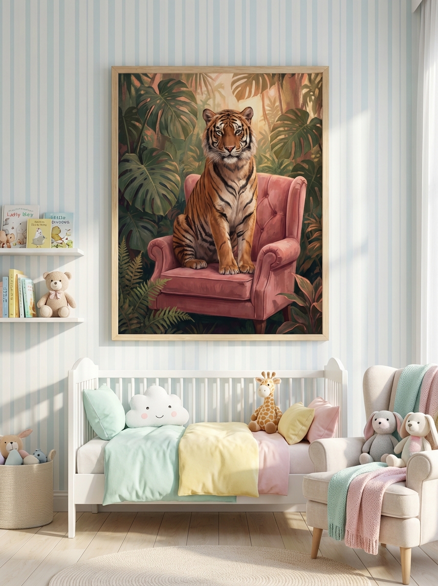 Pembe Koltukta Kaplan - Evinize Renk Katın