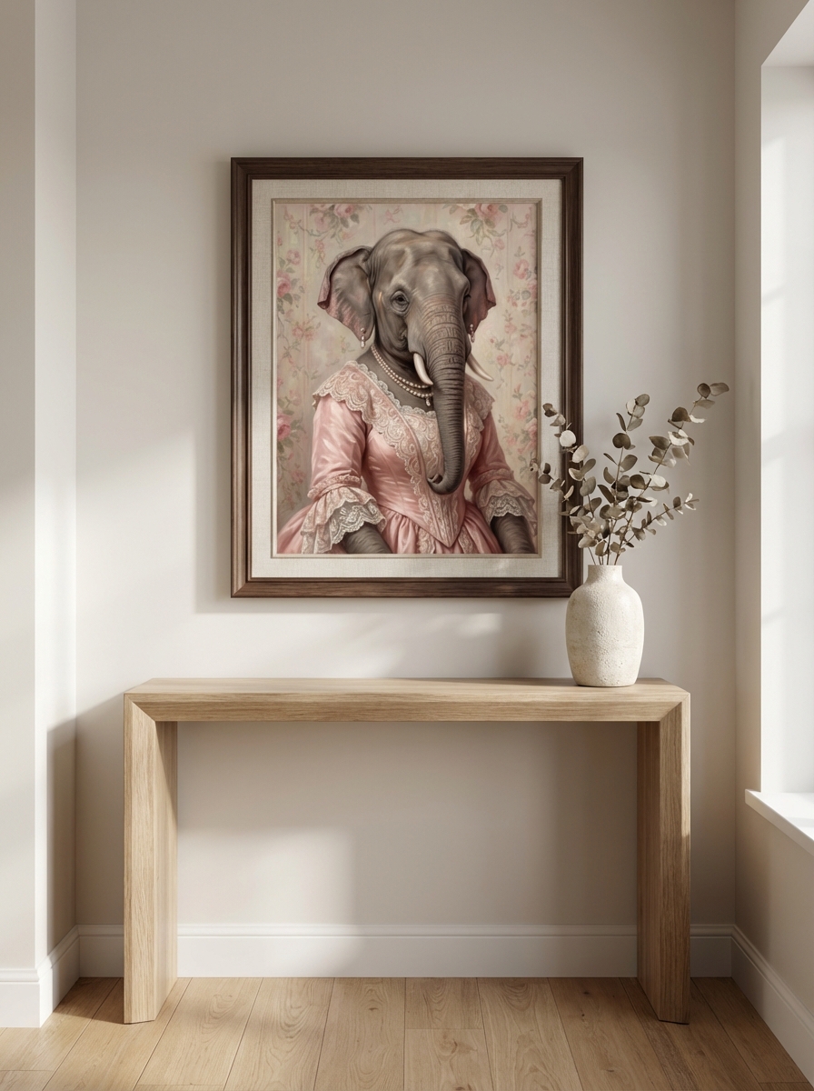 Victorian Elephant Duvar Sanatı with Custom Frames