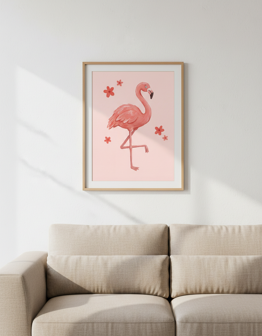 Flamingo Motifli Duş Perdesi