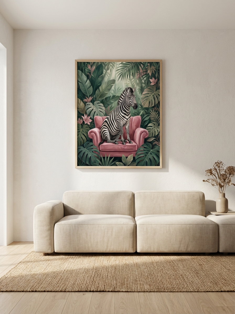 Zebra Desenli Pembe Koltuk