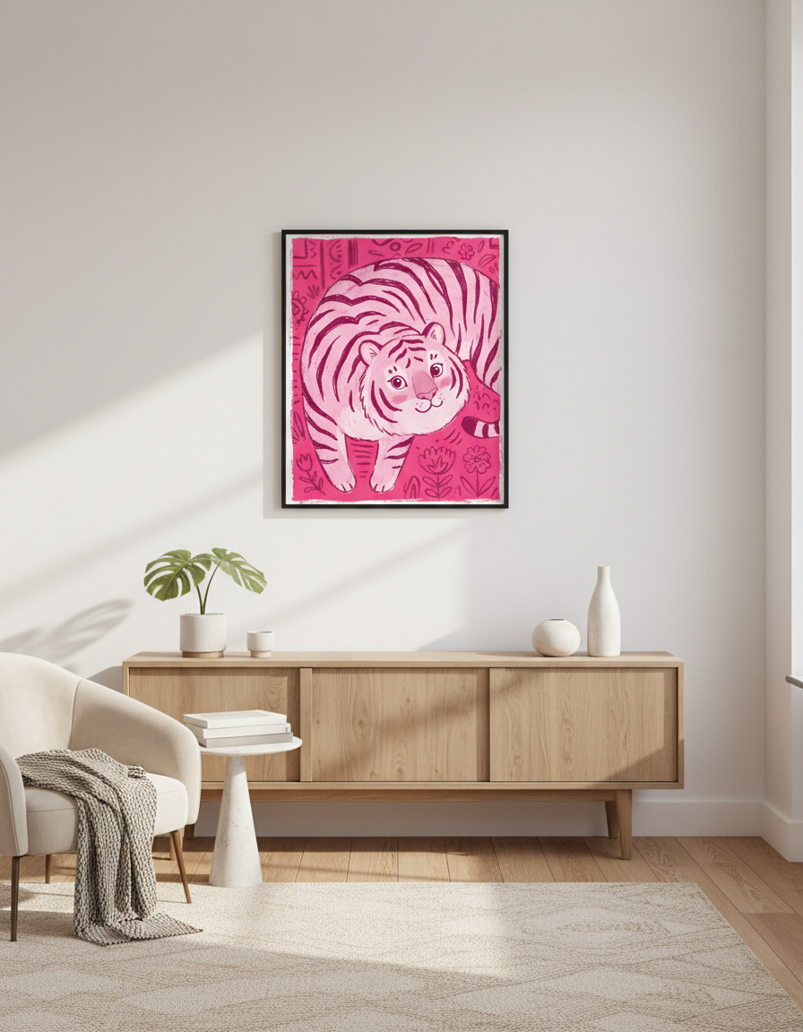 Pembe Kaplan Desenli Yastıklar