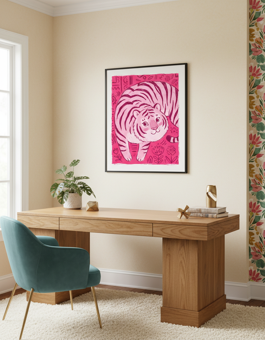 Pembe Kaplan Temalı Tabak ve Bardak Setleri